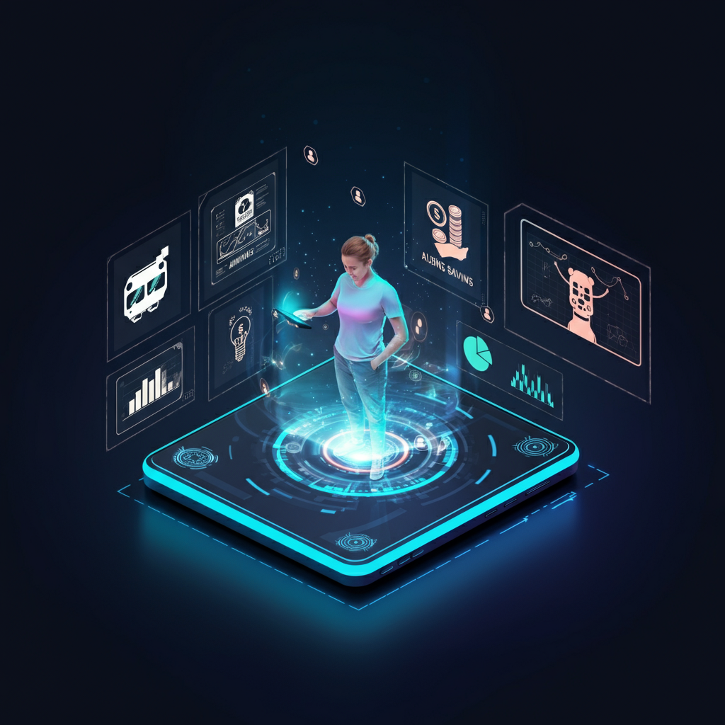 A vibrant illustration of finance in 2025, showcasing ESG investing, climate-focused ETFs, and green energy projects, with financial charts and eco-friendly symbols like leaves and solar panels.