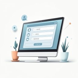 A modern illustration of a digital contact form with fields for name, email, and message, designed to be user-friendly and accessible.